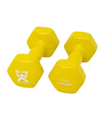 CanDo Vinyl Coated Dumbbell, Yellow (9 lb), Pair