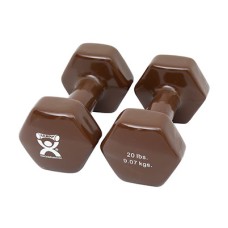 CanDo Vinyl Coated Dumbbell, Brown (20 lb), Pair