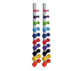 CanDo Vinyl Coated Dumbbell, 20 Piece Set with Wall Rack (2 Each: 1, 2, 3, 4, 5, 6, 7, 8, 9, 10 lb)