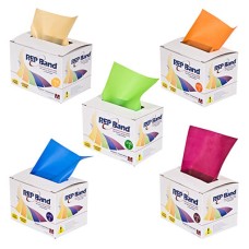 REP Band exercise band - latex free - 6 yard, set of 5 (1 each: peach, orange, lime, blueberry, plum)