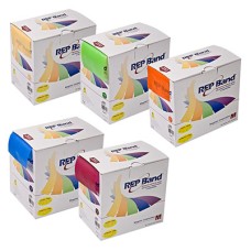 REP Band exercise band - latex free - 50 yard, set of 5 (1 each: peach, orange, lime, blueberry, plum)