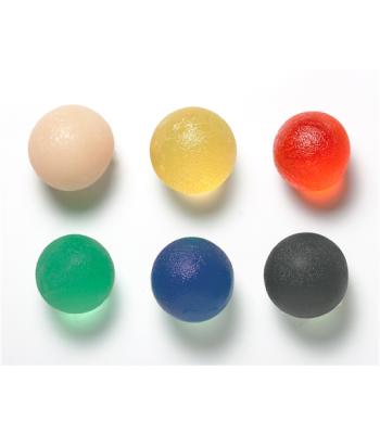 CanDo Gel Squeeze Ball - Standard Circular - 6-piece set (tan, yellow, red, green, blue, black)