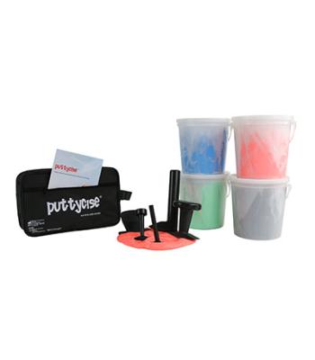Puttycise Theraputty tool - 5-tool set with 4 x 5 lb putties, difficult (red-black), with bag