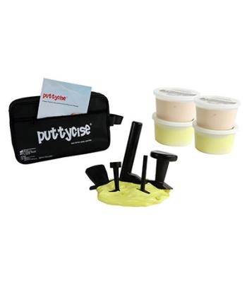 Puttycise 5-piece tool set w/carry bag, manual, 2 x 1 lb yellow and 2 x 1 lb tan putty