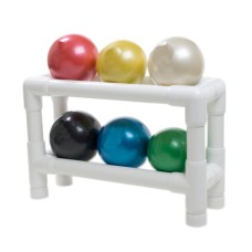 TheraBand Soft Weights ball - 6-piece set (1 each: tan, yellow, red, green, blue, black), with 2-tier rack