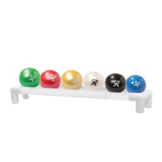 CanDo WaTE Ball - Hand-held Size - 6-piece set (1 each: tan, yellow, red, green, blue, black), with 1-tier rack
