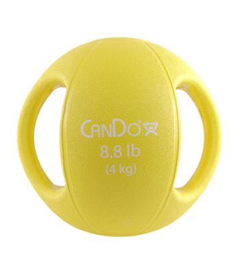 CanDo, Molded Dual Handle Medicine Ball, Yellow, 8.8 lb. (4 kg)