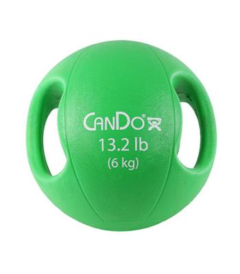 CanDo, Molded Dual Handle Medicine Ball, Green, 13.2 lb. (6 kg)