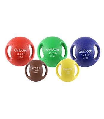 CanDo, Molded Dual Handle Medicine Ball, 5-piece set (1 ea: tan through blue)