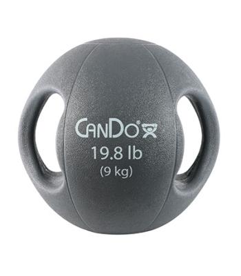CanDo, Molded Dual Handle Medicine Ball, Silver, 19.8 lb. (9 kg)