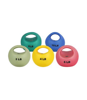 CanDo One Handle Medicine Ball - 5 pc set (Tan, Yellow, Red, Green, Blue)