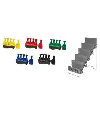 Digi-Flex Thumb - Set of 5 (1 each: yellow, red, green, blue, black), with metal stand
