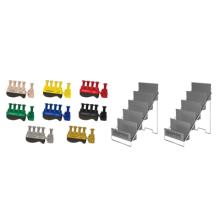 Digi-Flex Thumb - Set of 8 (1 each: tan, yellow, red, green, blue, black, silver, gold), with 2 metal stands