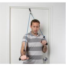 CanDo shoulder pulley with exercise tubing and handles, Blue - heavy