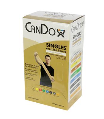 CanDo Low Powder Exercise Band - box of 30, 5' length - Tan - xx-light