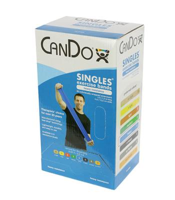 CanDo Low Powder Exercise Band - box of 30, 5' length - Blue - heavy