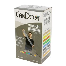 CanDo Low Powder Exercise Band - box of 30, 5' length - Silver - xx-heavy