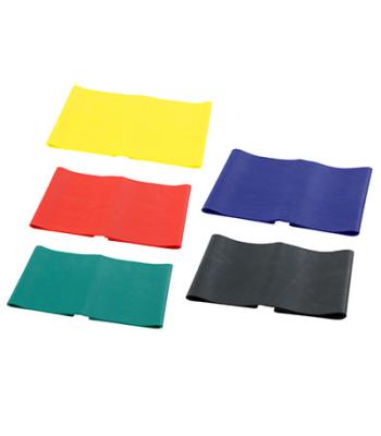 CanDo Low Powder Exercise Band - 4' lengths, 5-piece set (1 each: yellow, red, green, blue, black)