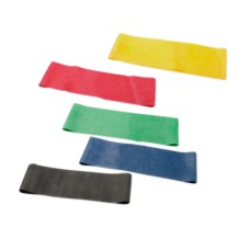 CanDo Band Exercise Loop - 5-piece set (10"), (1 each: yellow, red, green, blue, black), 10 sets