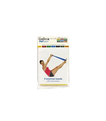 CanDo Low Powder Exercise Band Pep Pack - Easy with yellow, red and green band