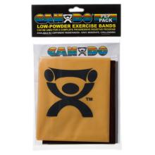CanDo Low Powder Exercise Band Pep Pack - Challenging with black, silver and gold band