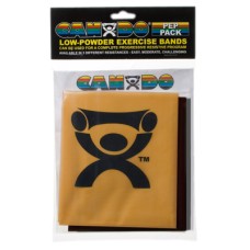 CanDo Low Powder Exercise Band Pep Pack - Challenging with black, silver and gold band