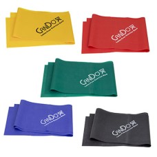 CanDo Latex Free Exercise Band - 4' length, 5-piece set (1 each: yellow, red, green, blue, black)