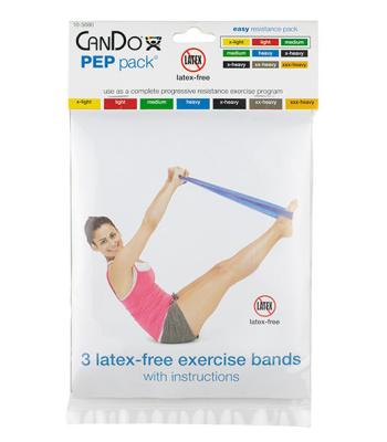 CanDo Latex-Free Exercise Band - PEP Pack - Easy (Yellow, Red, Green)