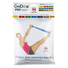 CanDo Latex-Free Exercise Band - PEP Pack - Difficult (Black, Silver, Gold)