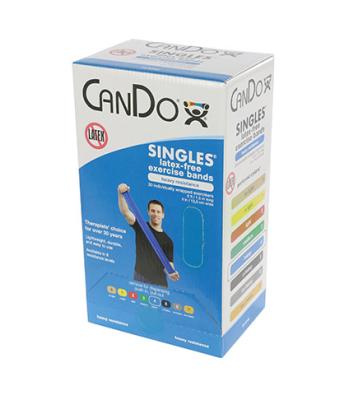 CanDo Latex Free Exercise Band - box of 30, 5' length - Blue - heavy