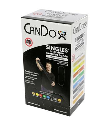 CanDo Latex Free Exercise Band - box of 30, 5' length - Black - x-heavy