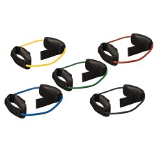 CanDo Exercise Tubing with Cuff Exerciser - 5-piece set (1 each: yellow, red, green, blue, black)