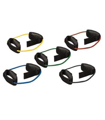 CanDo Exercise Tubing with Cuff Exerciser - 5-piece set (1 each: yellow, red, green, blue, black)