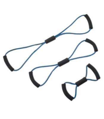 CanDo Tubing BowTie Exerciser - 3-piece set (14", 22", 30"), blue