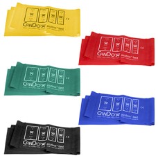 CanDo AccuForce Exercise Band - 4' exercisers, 5-piece set (1 each: yellow, red, green, blue, black)