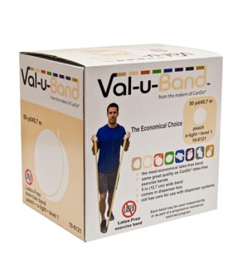 Val-u-Band Resistance Bands, Dispenser Roll, 50 Yds., Peach-Level 1/7, Latex-Free