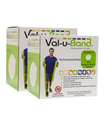 Val-u-Band Resistance Bands, Dispenser Roll, 100 Yds. (2 x 50 Yds.), Lime-Level 3/7, Latex-Free