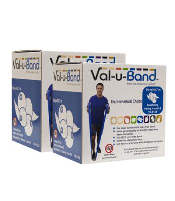 Val-u-Band Resistance Bands, Dispenser Roll, 100 Yds. (2 x 50 Yds.), Blueberry-Level 4/7, Latex-Free