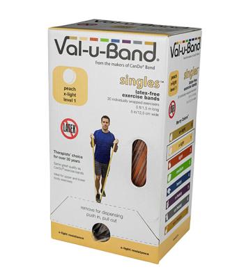 Val-u-Band Resistance Bands, Pre-Cut Strip, 5', Peach-Level 1/7, Case of 30, Latex-Free