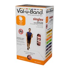 Val-u-Band Resistance Bands, Pre-Cut Strip, 5', Orange-Level 2/7, Case of 30, Latex-Free