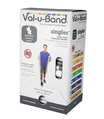 Val-u-Band Resistance Bands, Pre-Cut Strip, 5', Mushroom-Level 6/7, Case of 30, Latex-Free