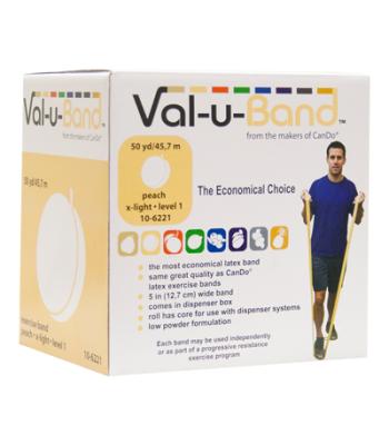 Val-u-Band Resistance Bands, Dispenser Roll, 50 Yds., Peach-Level 1/7, Contains Latex