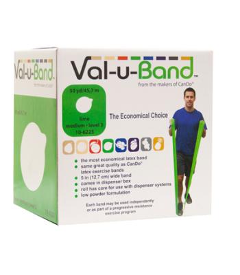 Val-u-Band Resistance Bands, Dispenser Roll, 50 Yds., Lime-Level 3/7, Contains Latex