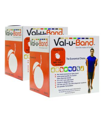 Val-u-Band Resistance Bands, Dispenser Roll, 100 Yds. (2 x 50 Yds.), Orange-Level 2/7, Contains Latex