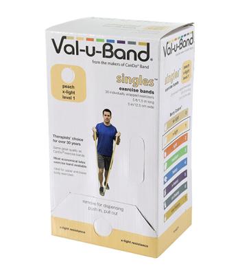 Val-u-Band Resistance Bands, Pre-Cut Strip, 5', Peach-Level 1/7, Case of 30, Contains Latex