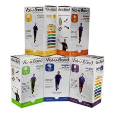 Val-u-Band Resistance Bands, Pre-Cut Strip, 5', 5 Cases of 30 Units Each, Peach, Orange, Lime, Blueberry, Plum, Contains Latex