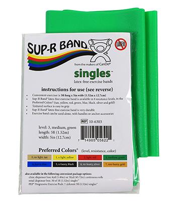 Sup-R Band Latex Free Exercise Band - 5 foot Singles, Green - medium