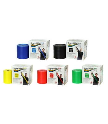 Sup-R Band Latex Free Exercise Band - 50 yard roll - 5-piece set (1 each: yellow, red, green, blue, black)