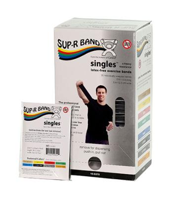 Sup-R Band, latex-free, 5-foot Singles, 30 piece dispenser, black