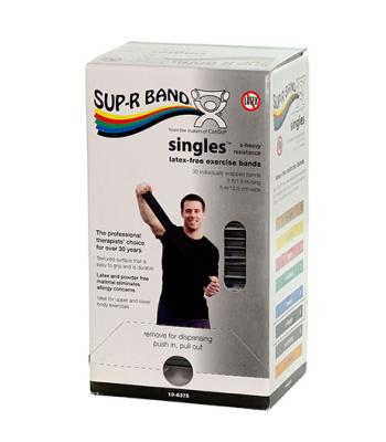 Sup-R band, latex-free, 5-foot Singles, 30 piece dispenser, black